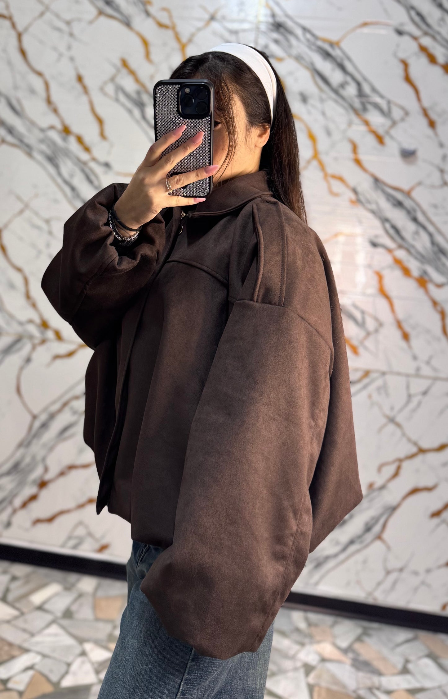 Curvy bomber camoscio