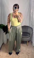 Pantalone satin verde