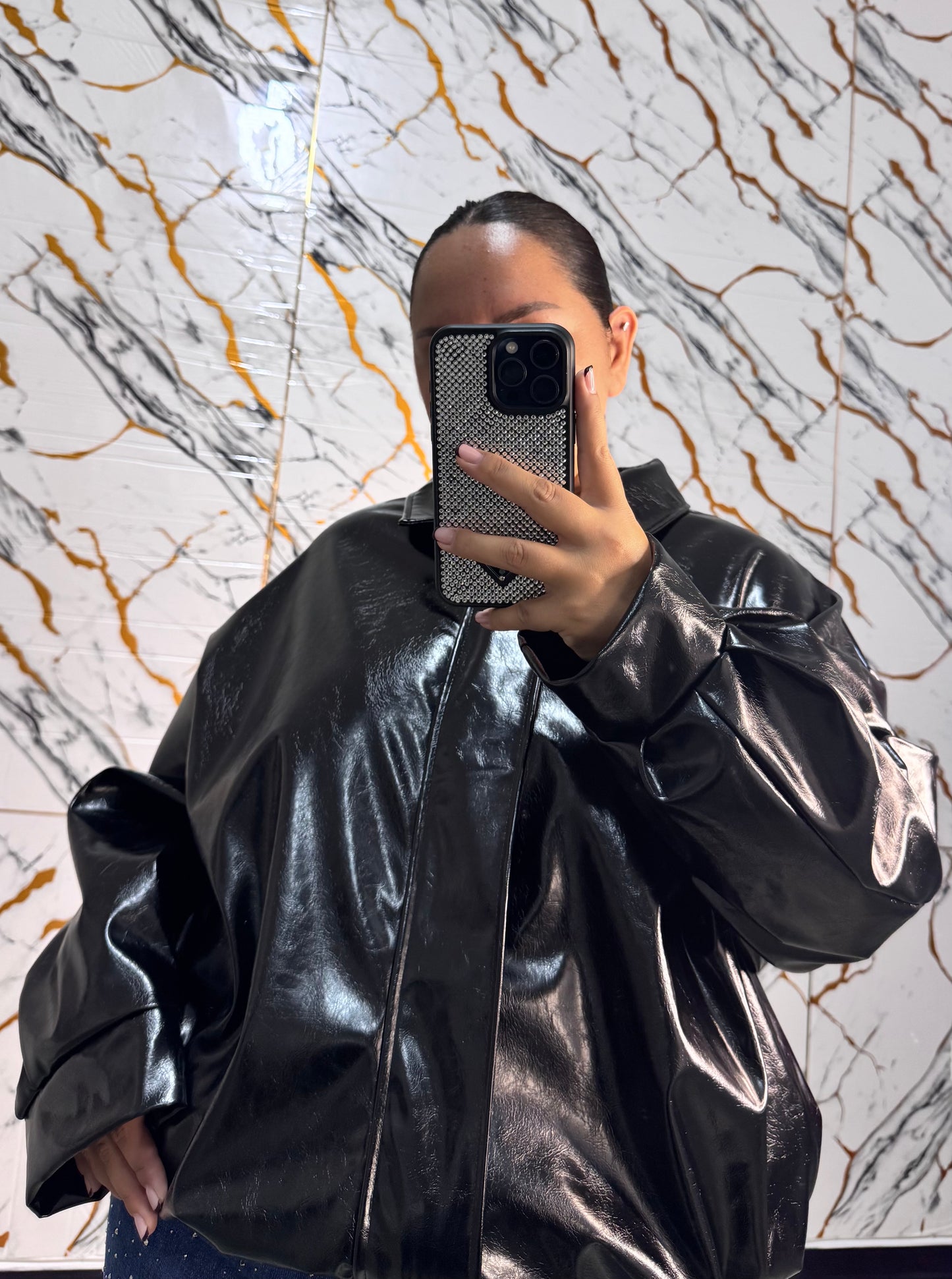 Curvy jacket simil pelle