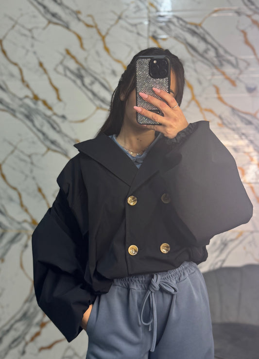Mini trench a bomberino nero