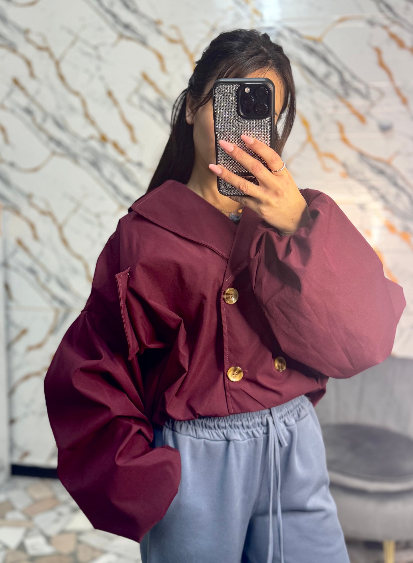 Mini trench a bomberino bordeaux