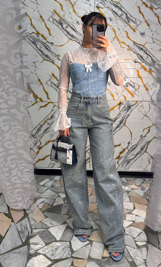 Jeans wide ballon diamond