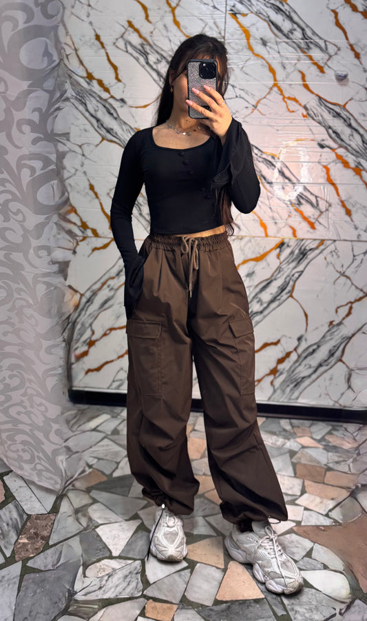 Cargo tessuto tecno marrone