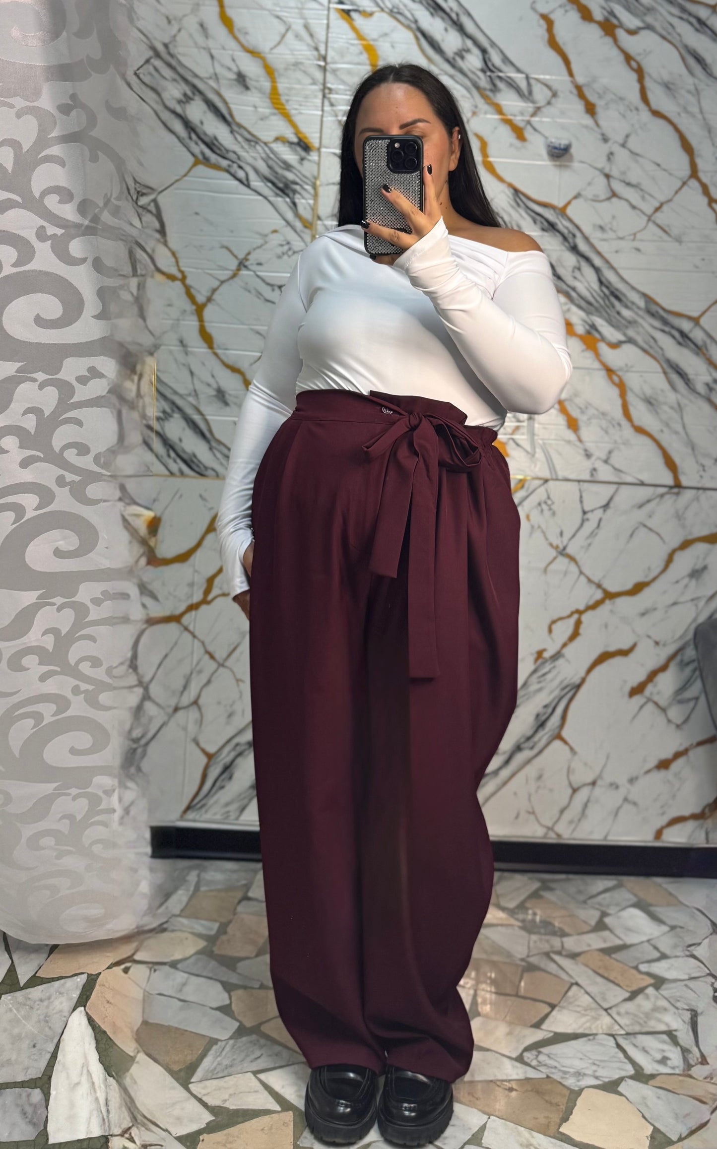 Curvy pantalone lea vino