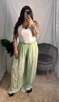 Pantalone lino verde chiaro