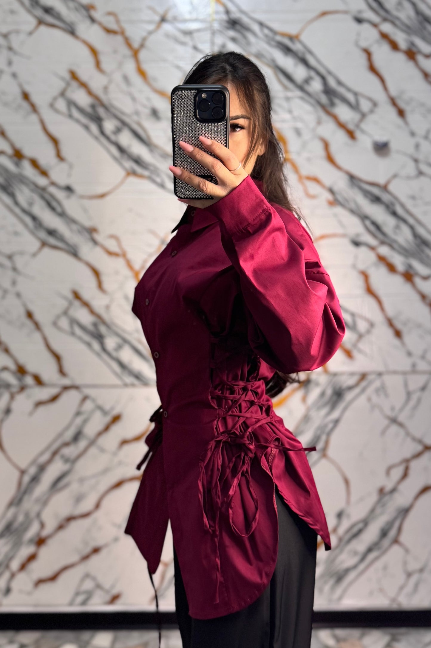 Camicia intreccio bordeaux