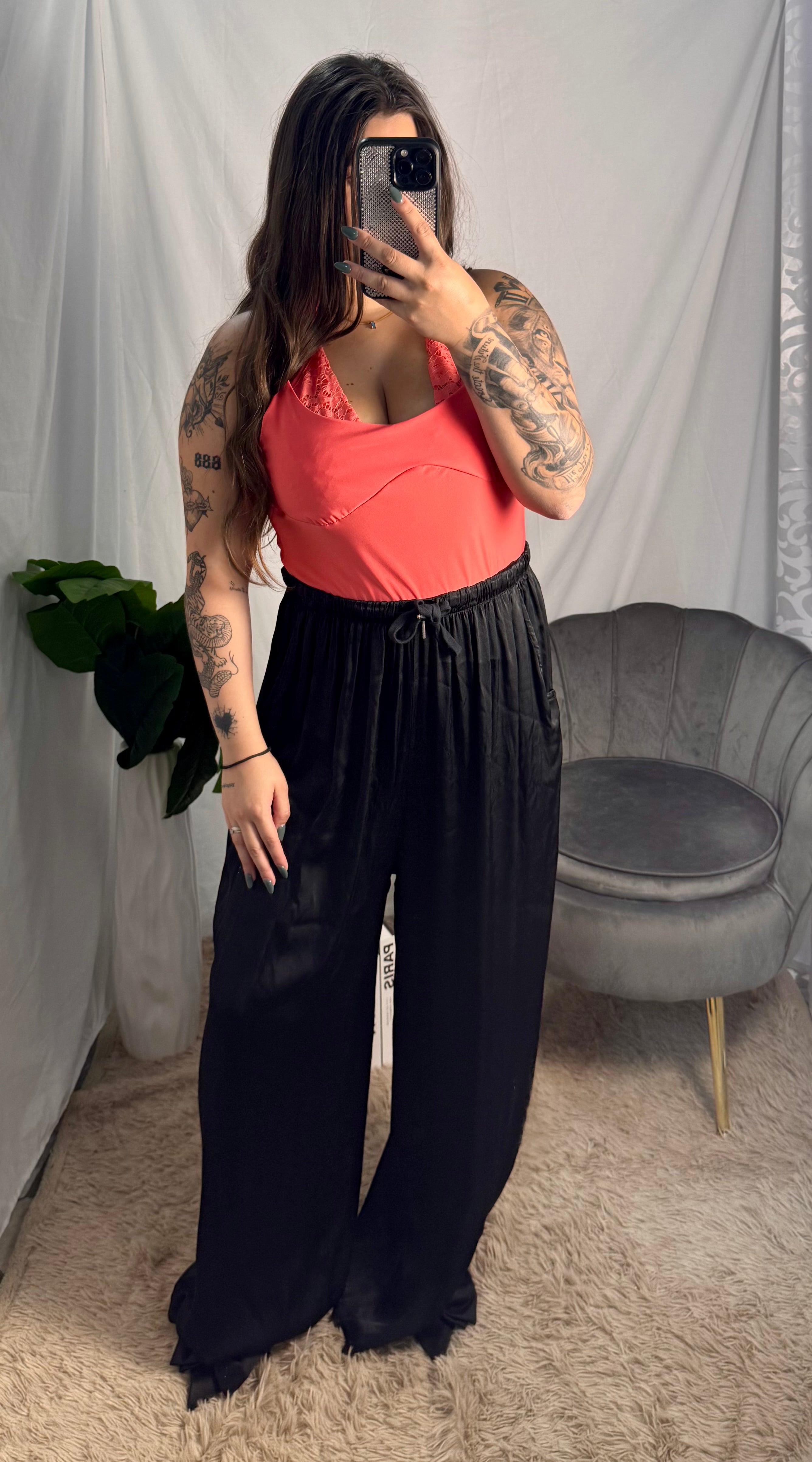 Pantalone satin nero