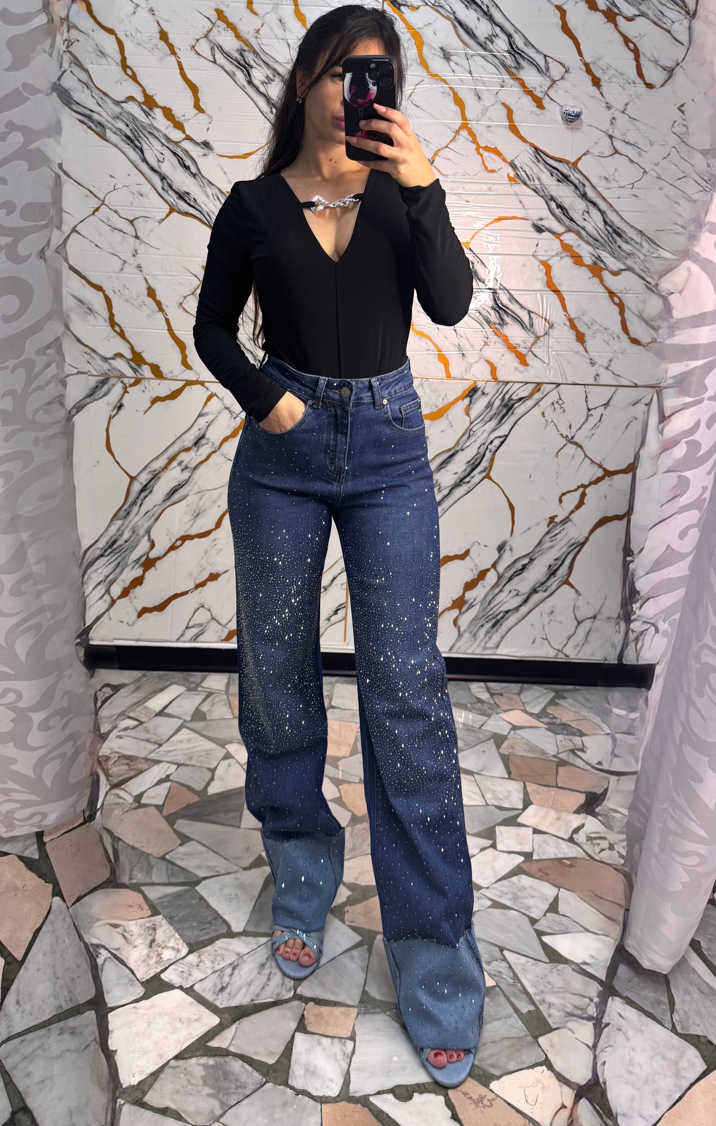 Jeans piegone diamond