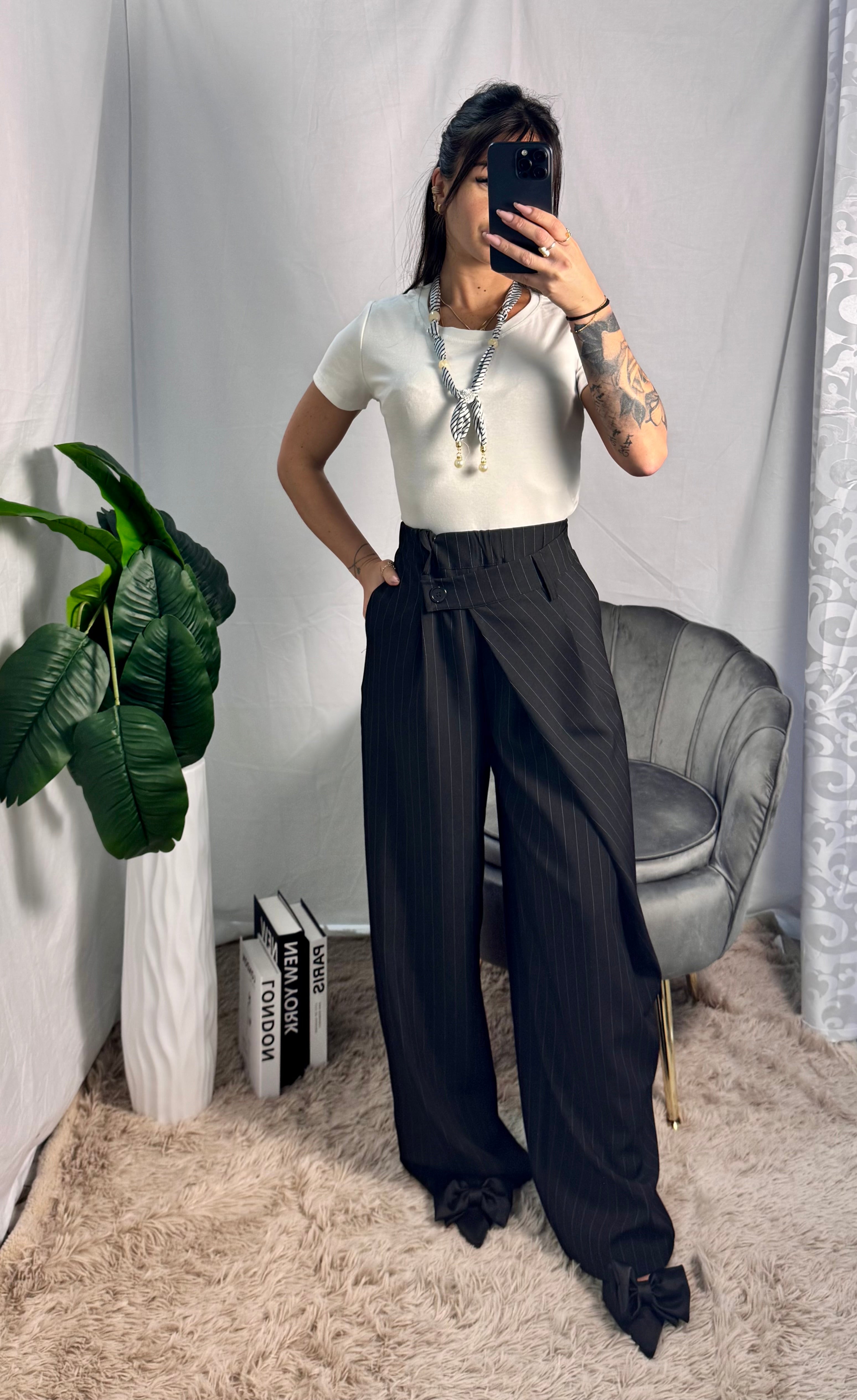 Pantalone chiusura trasversale black