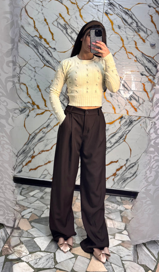 Pantalone easy marrone