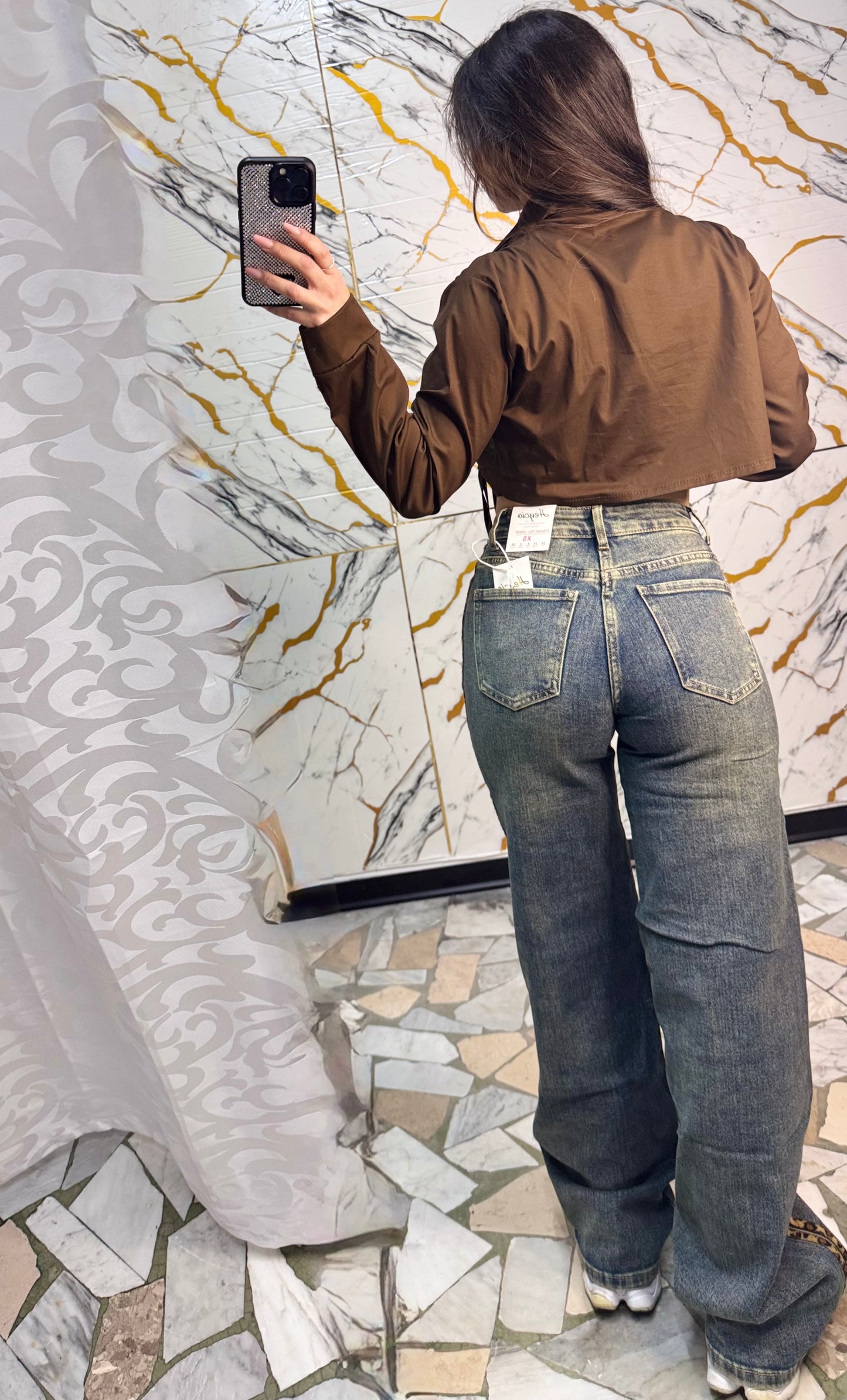 Jeans banda animalier