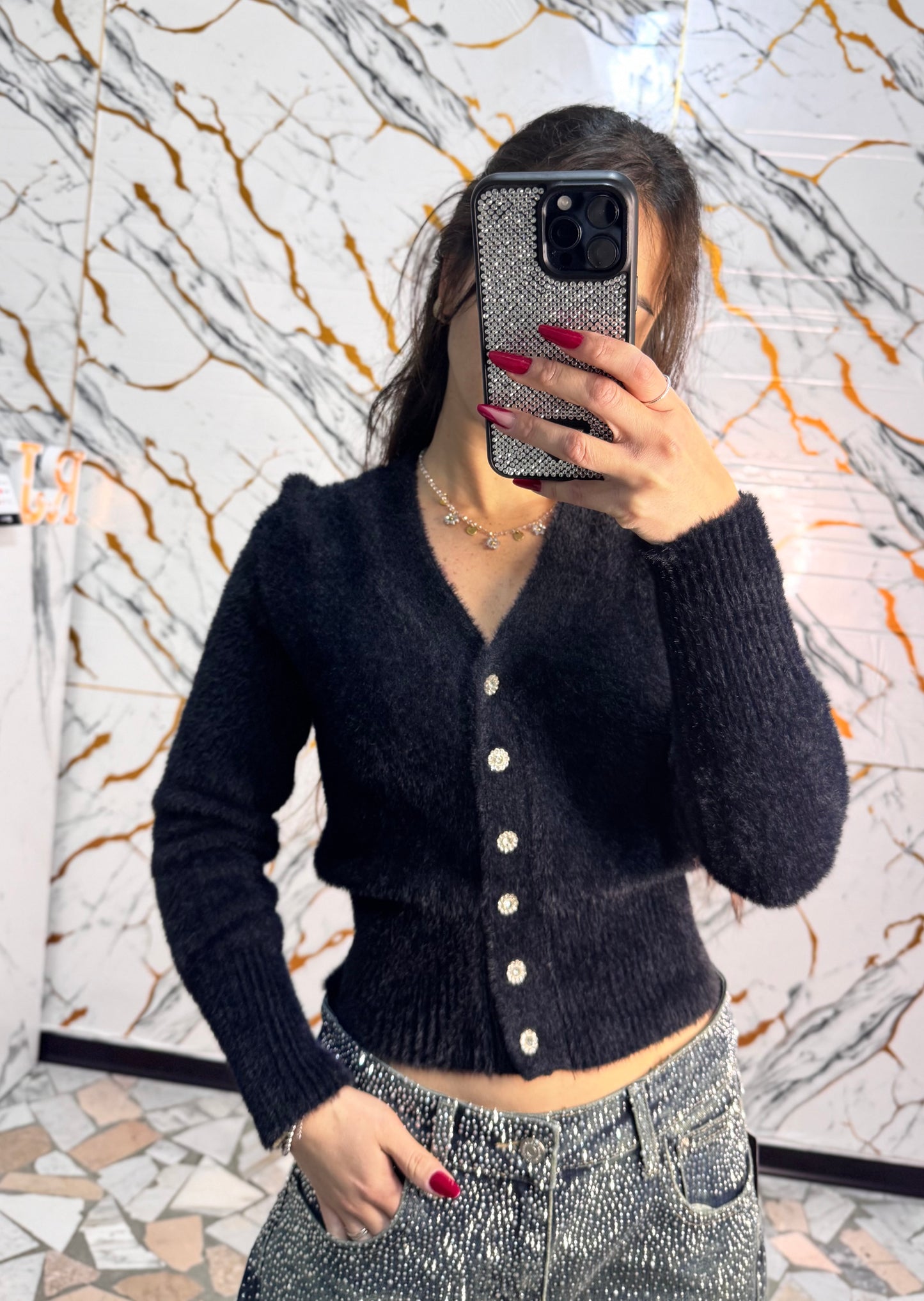 Cardigan bottoni diamond