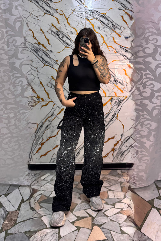 Jeans Ballon nero diamond