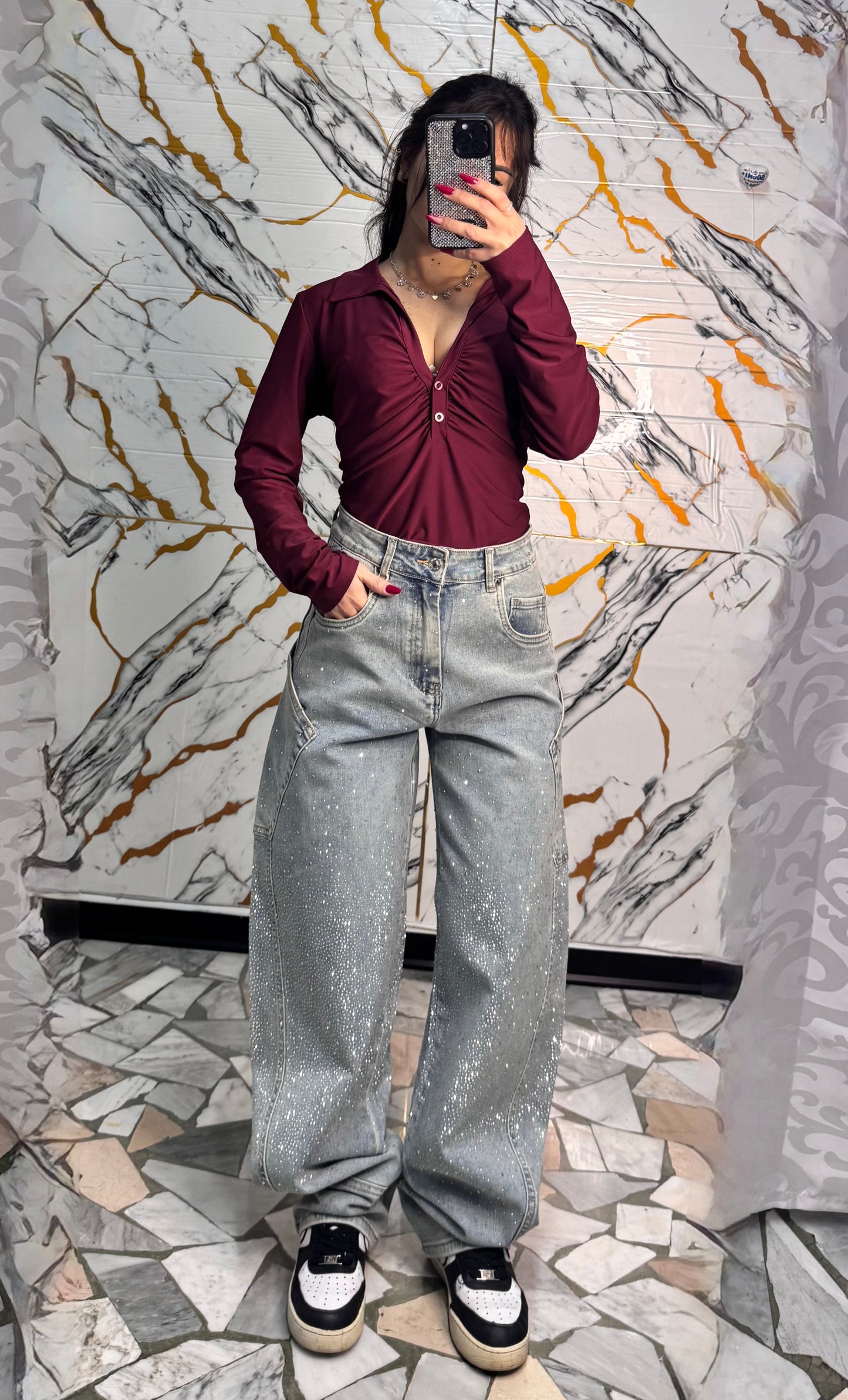 Jeans wide ballon diamond