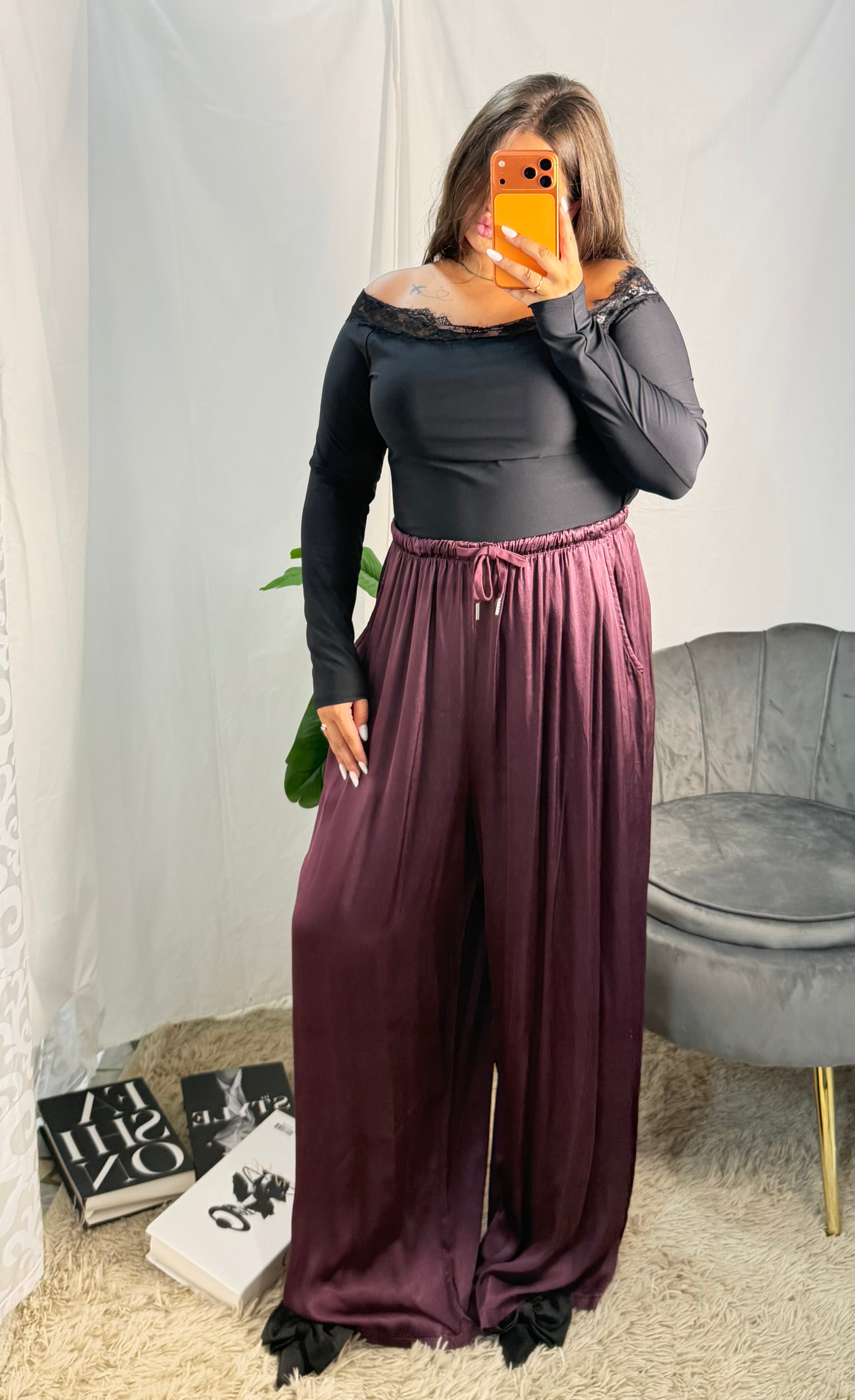 Curvy pantalone satin