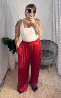 Pantalone satin bordeaux