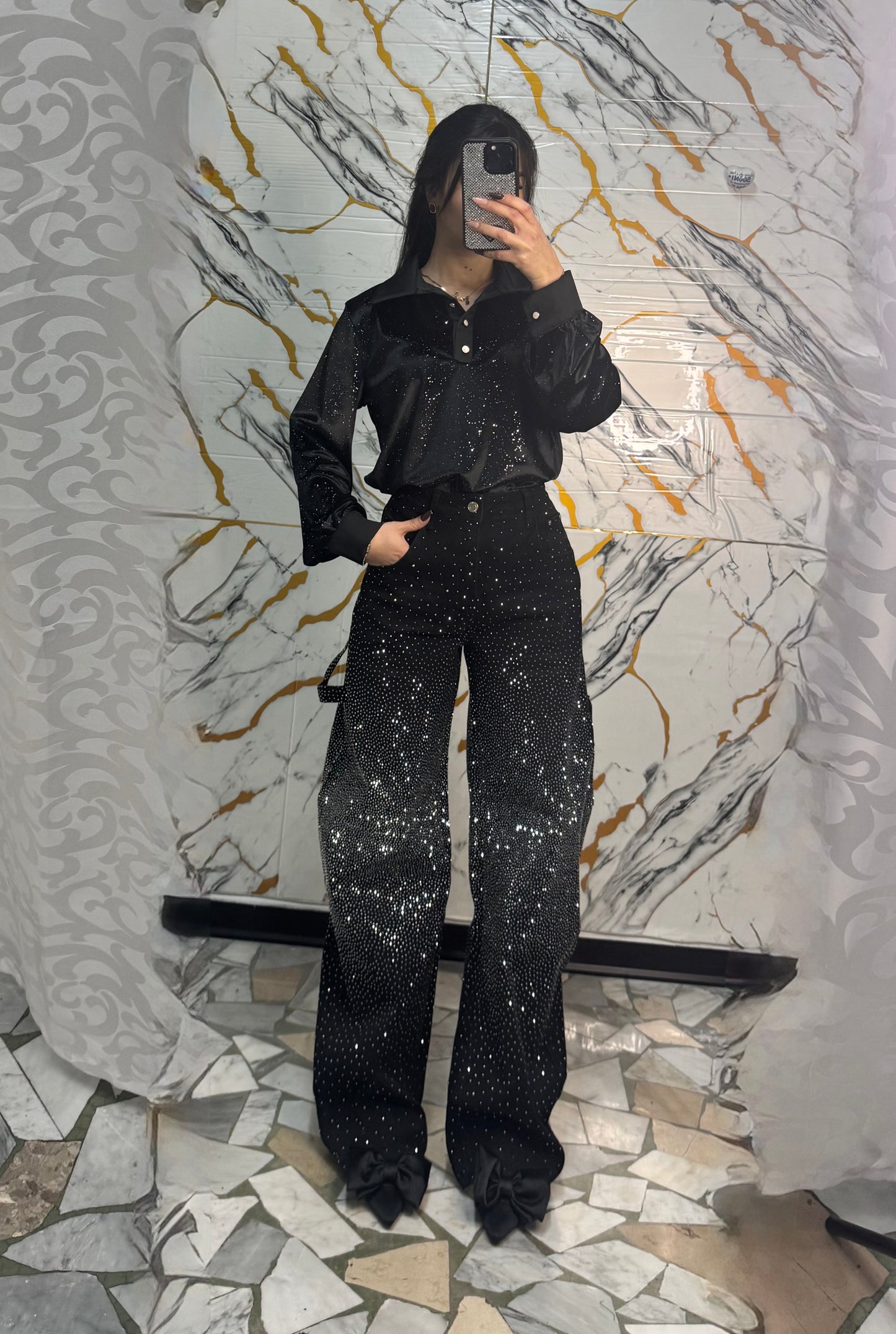 Jeans Ballon nero diamond